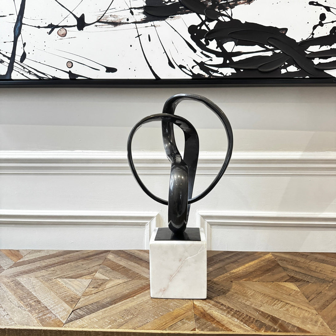 Mirano White Marble & Black Nickel Finish Knot Sculpture