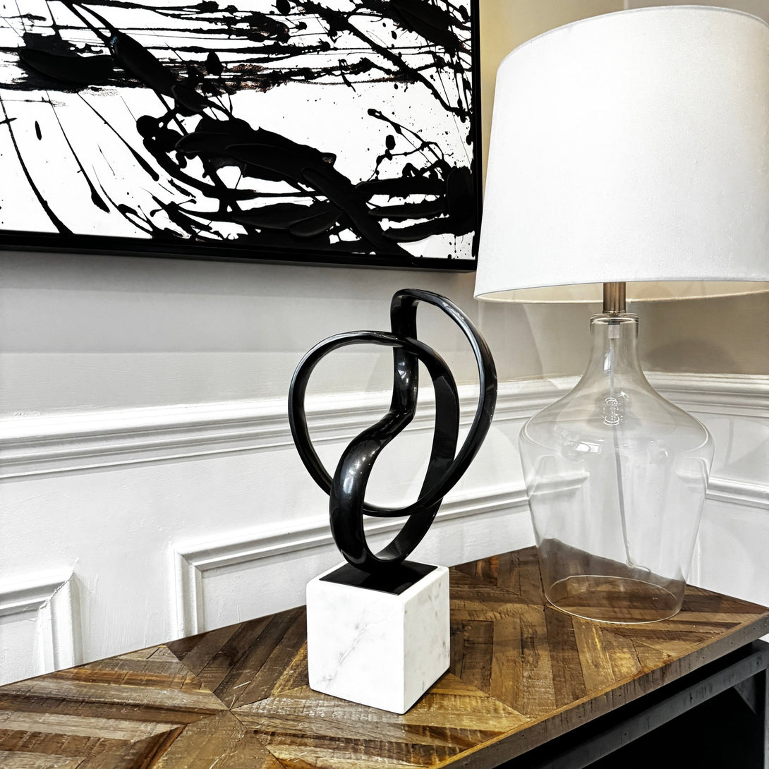 Mirano White Marble & Black Nickel Finish Knot Sculpture