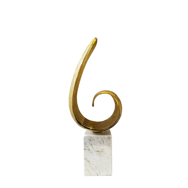 Mirano White Marble & Gold Finish Curl Sculpture