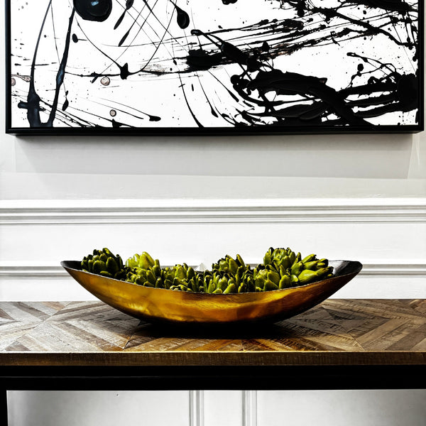 Molten Brushed Gold Metal Ellipse Bowl