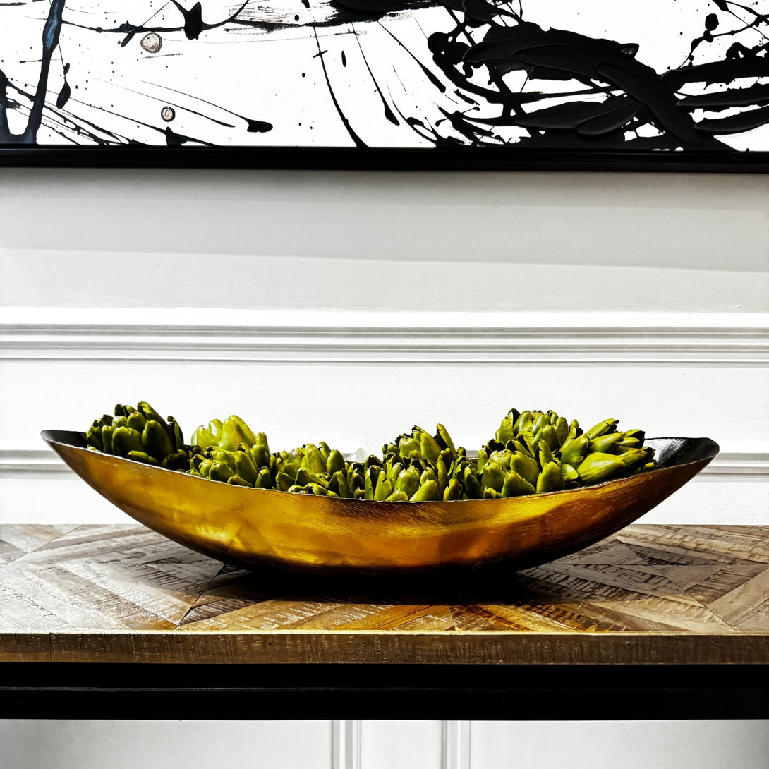 Molten Brushed Gold Metal Ellipse Bowl