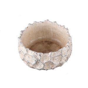 Nima Cream Cement Pot Dent Pattern Round Low Medium