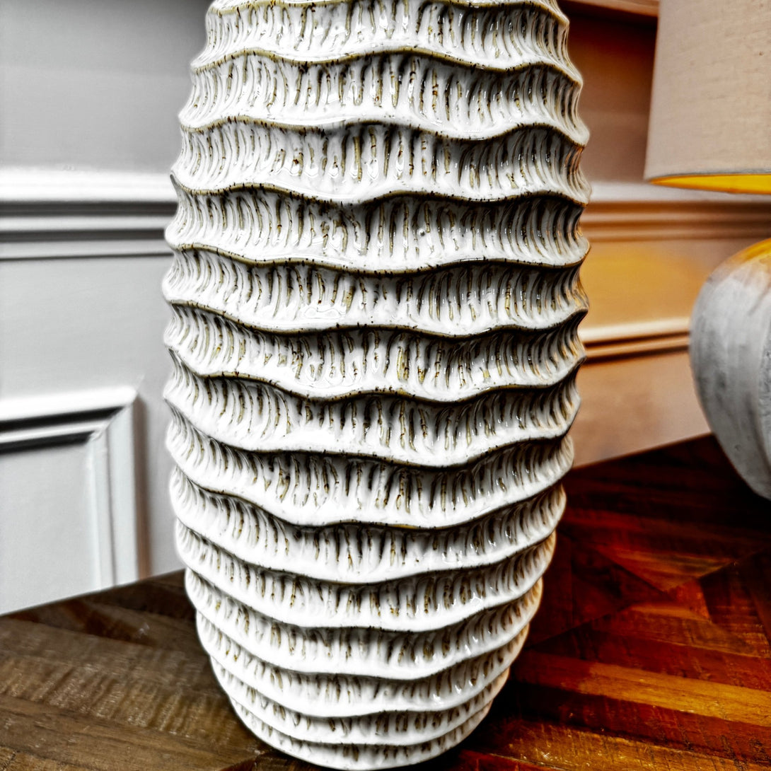 Pallida Tall Ridged Vase