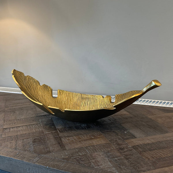 Prato Gold Finish Curved Leaf Dish