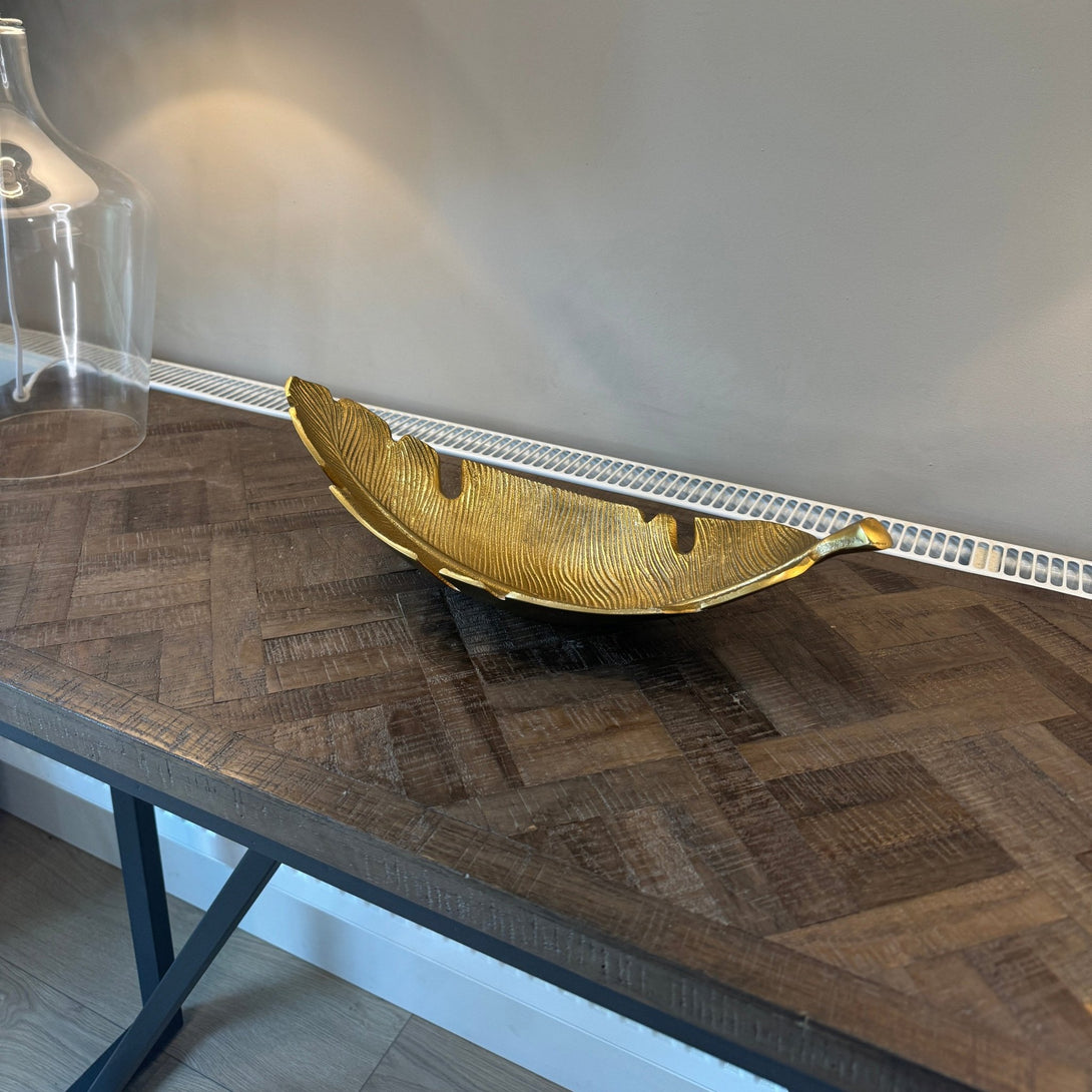 Prato Gold Finish Curved Leaf Dish