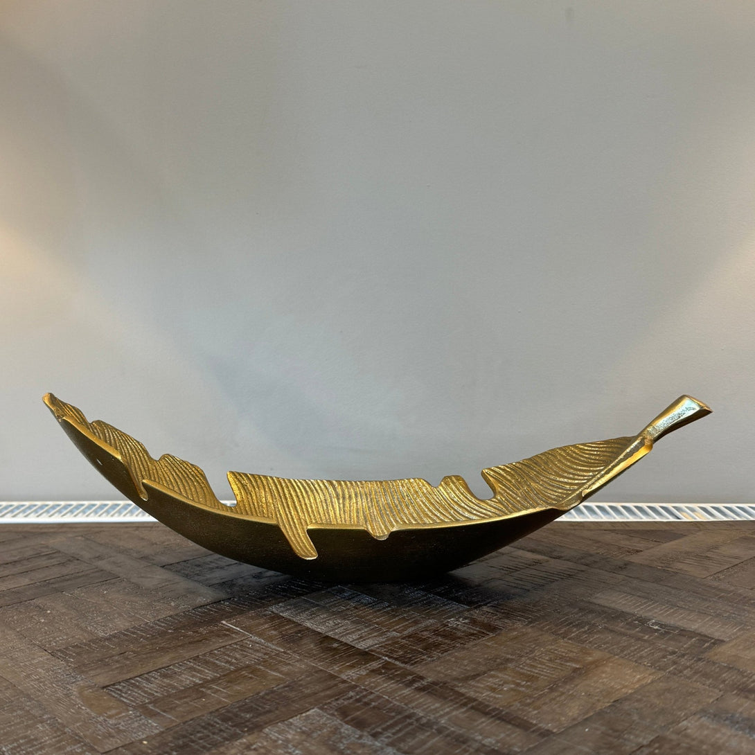 Prato Gold Finish Curved Leaf Dish