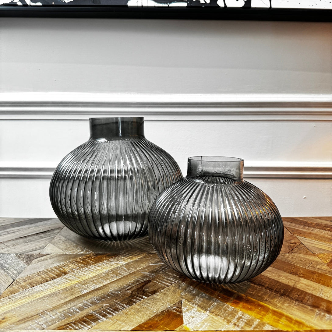 Smoked glass vases