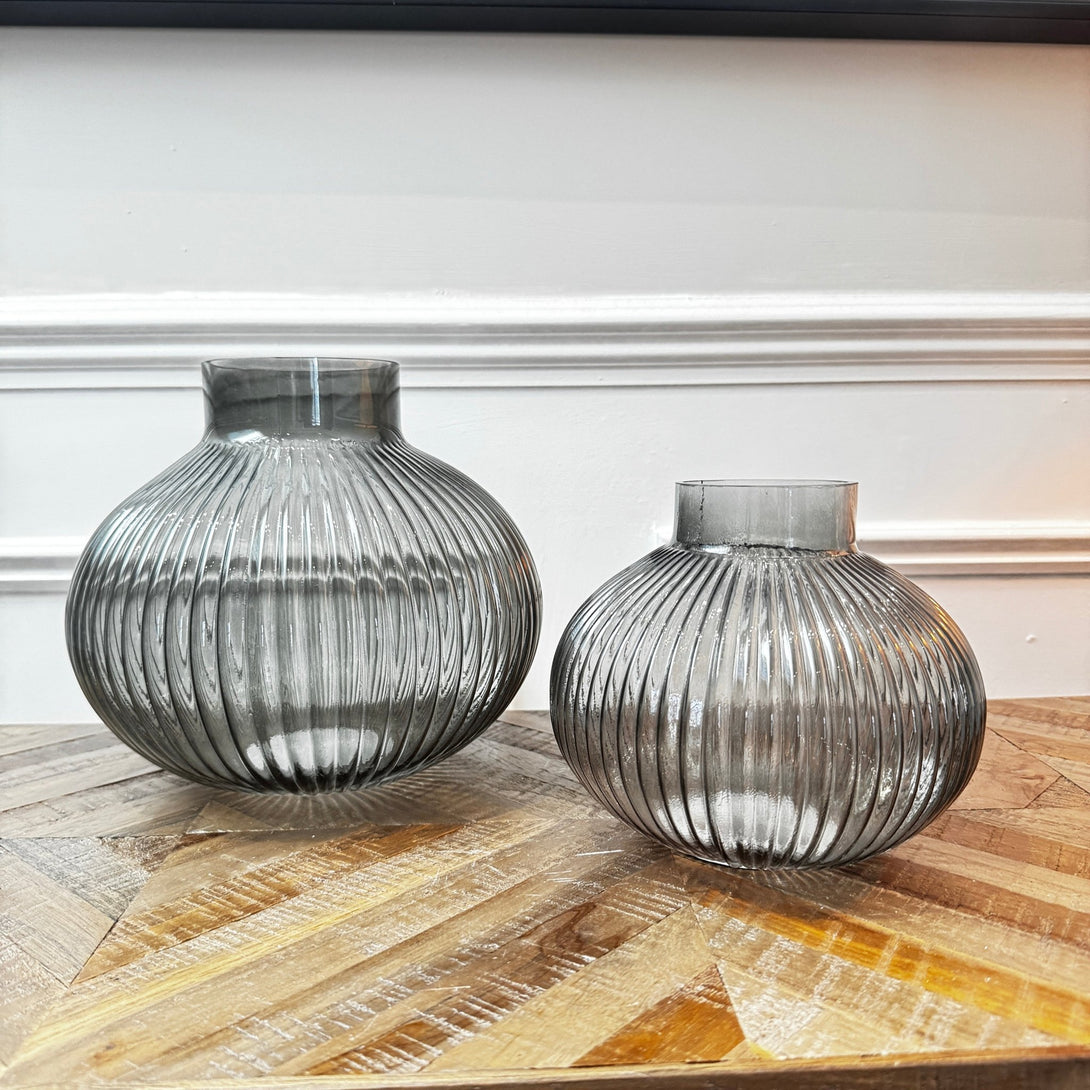 Smoked glass vases