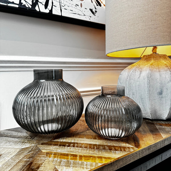 Smoked glass vases