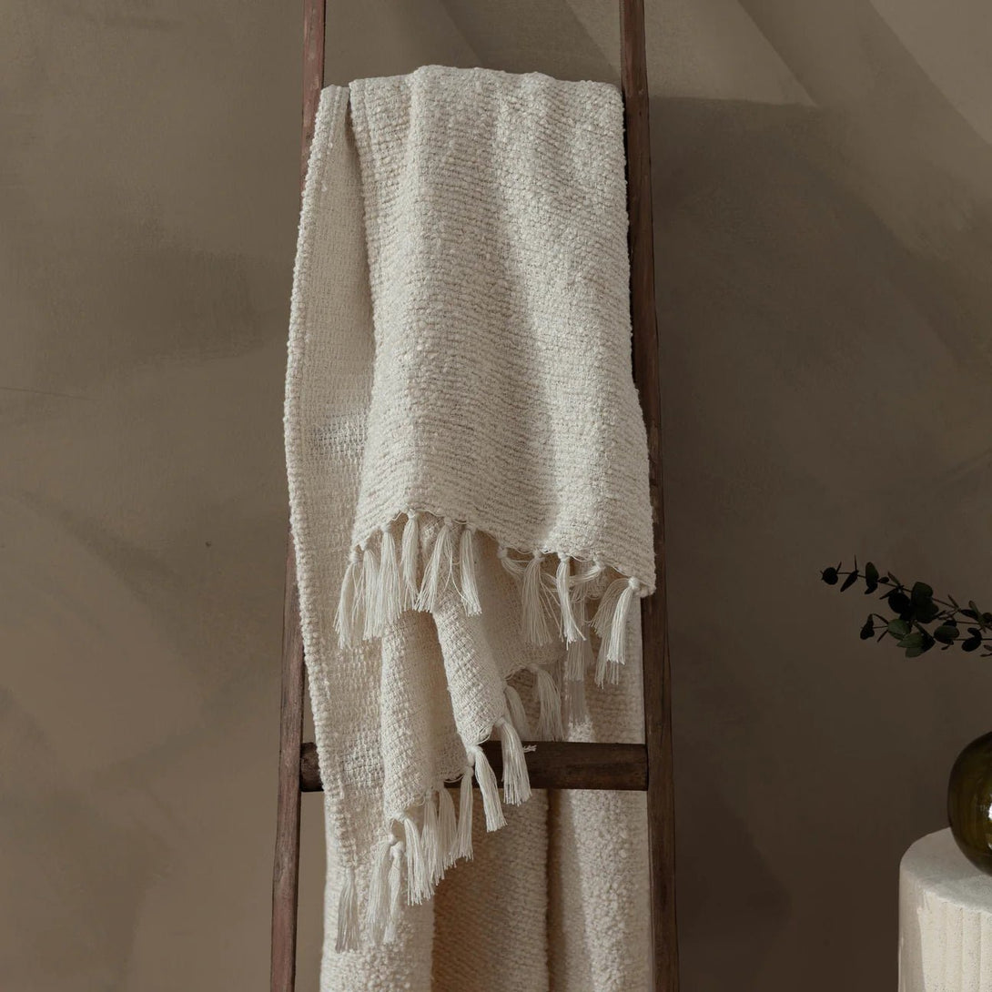 The Candar Textured Boucle Throw Cream