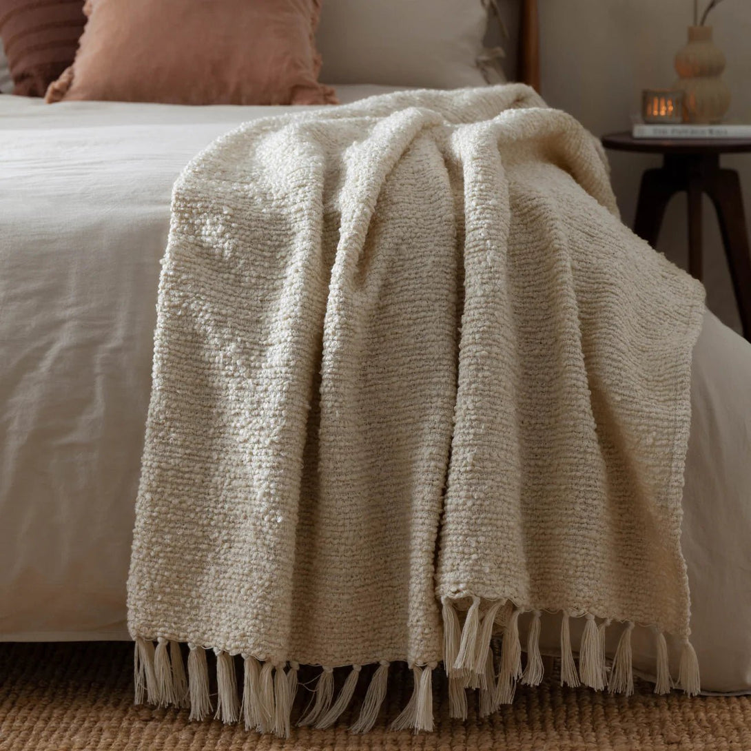 The Candar Textured Boucle Throw Cream