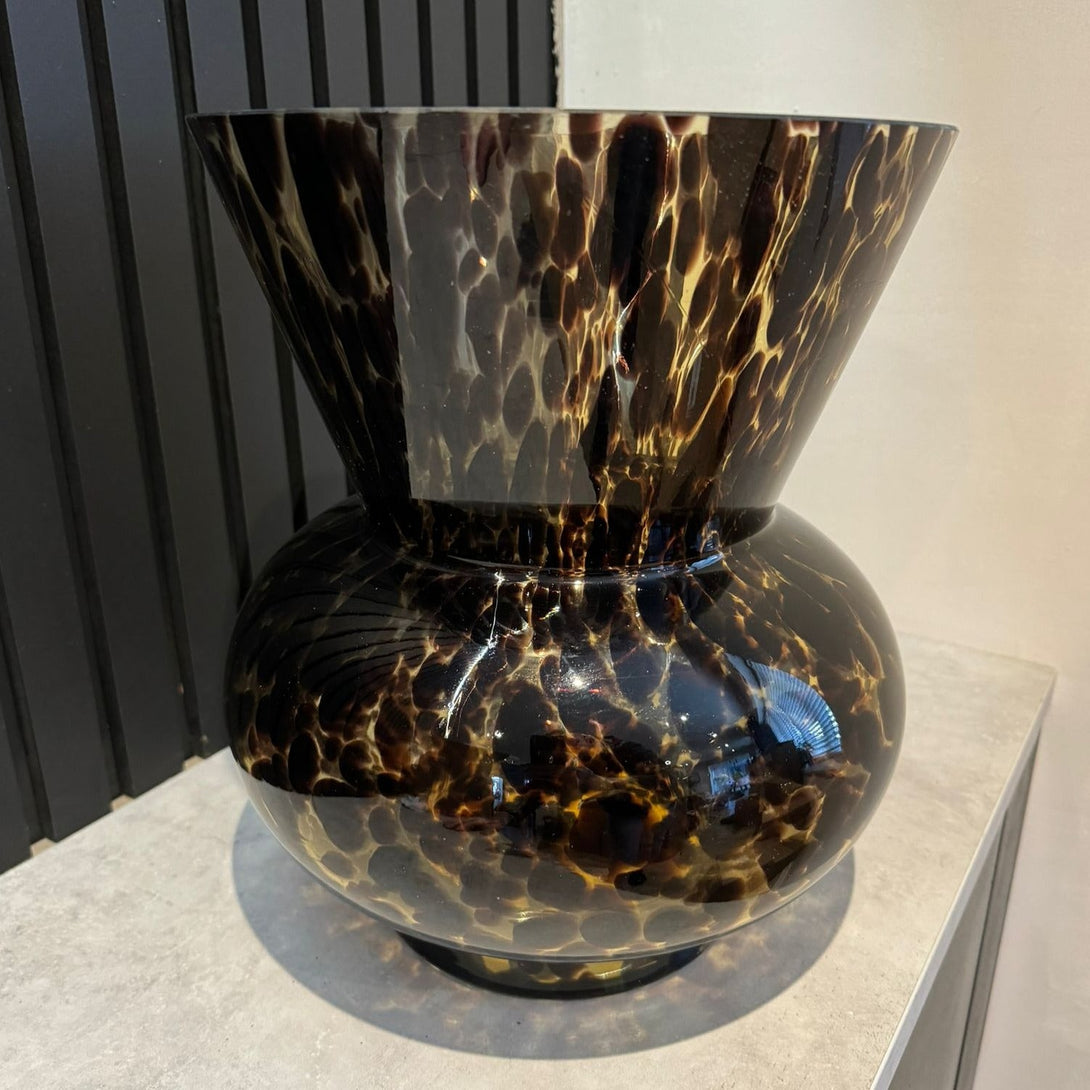 Tortoise Shell Fluted Glass Vase