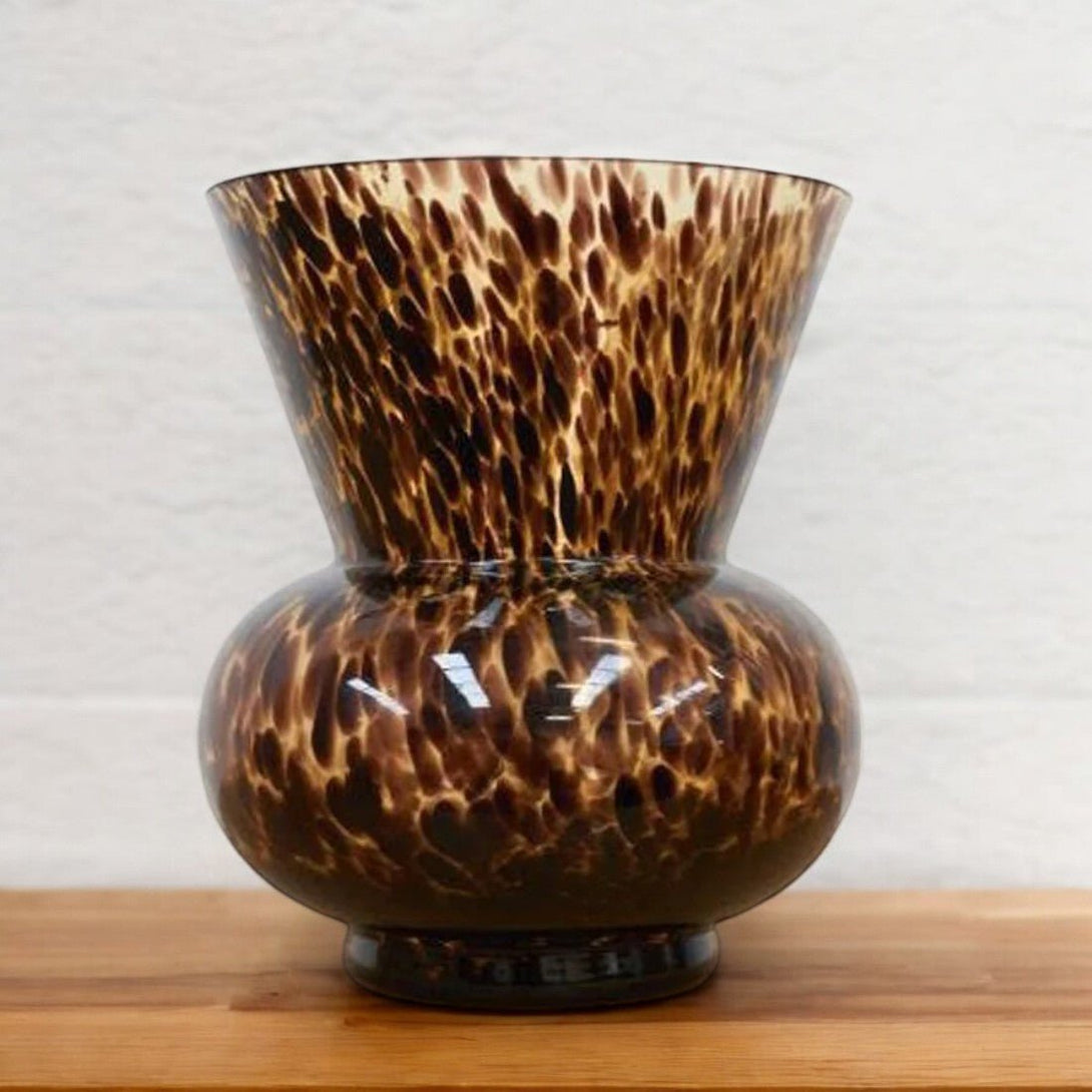 Tortoise Shell Fluted Glass Vase