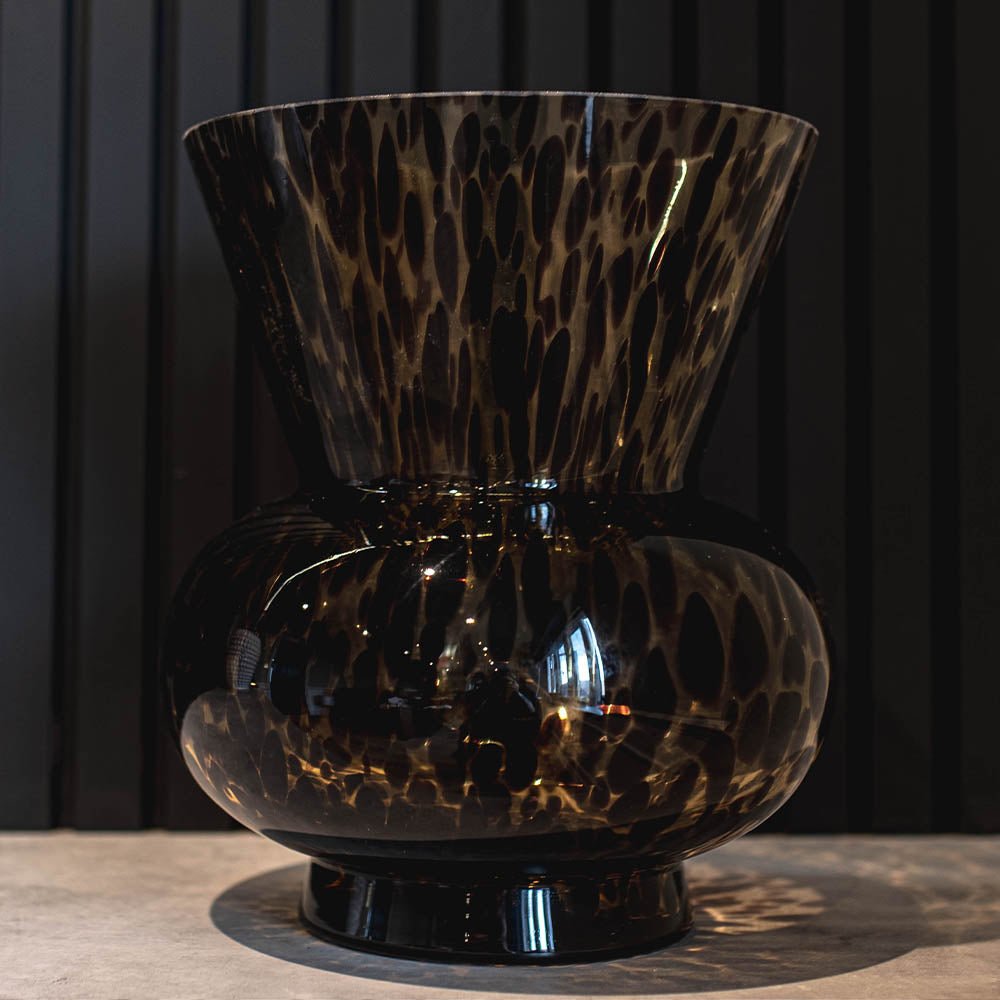 Tortoise Shell Fluted Glass Vase