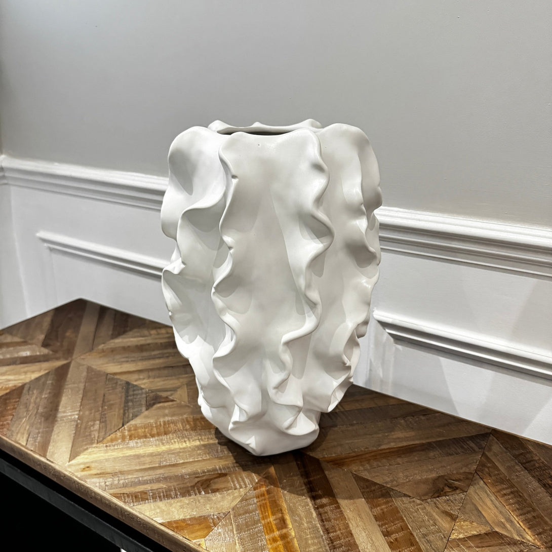 White Ceramic Wave Vase