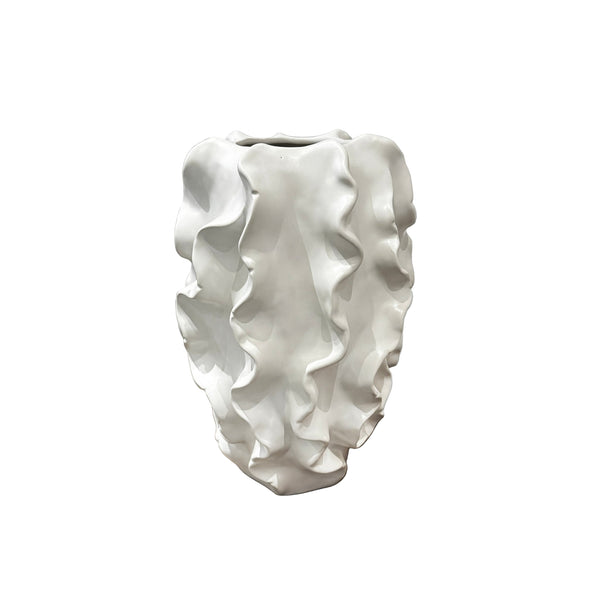 White Ceramic Wave Vase