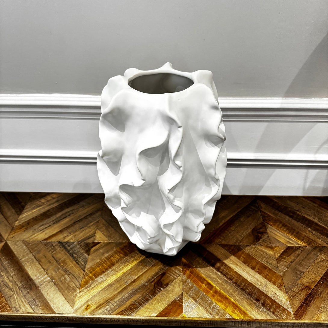 White Ceramic Wave Vase