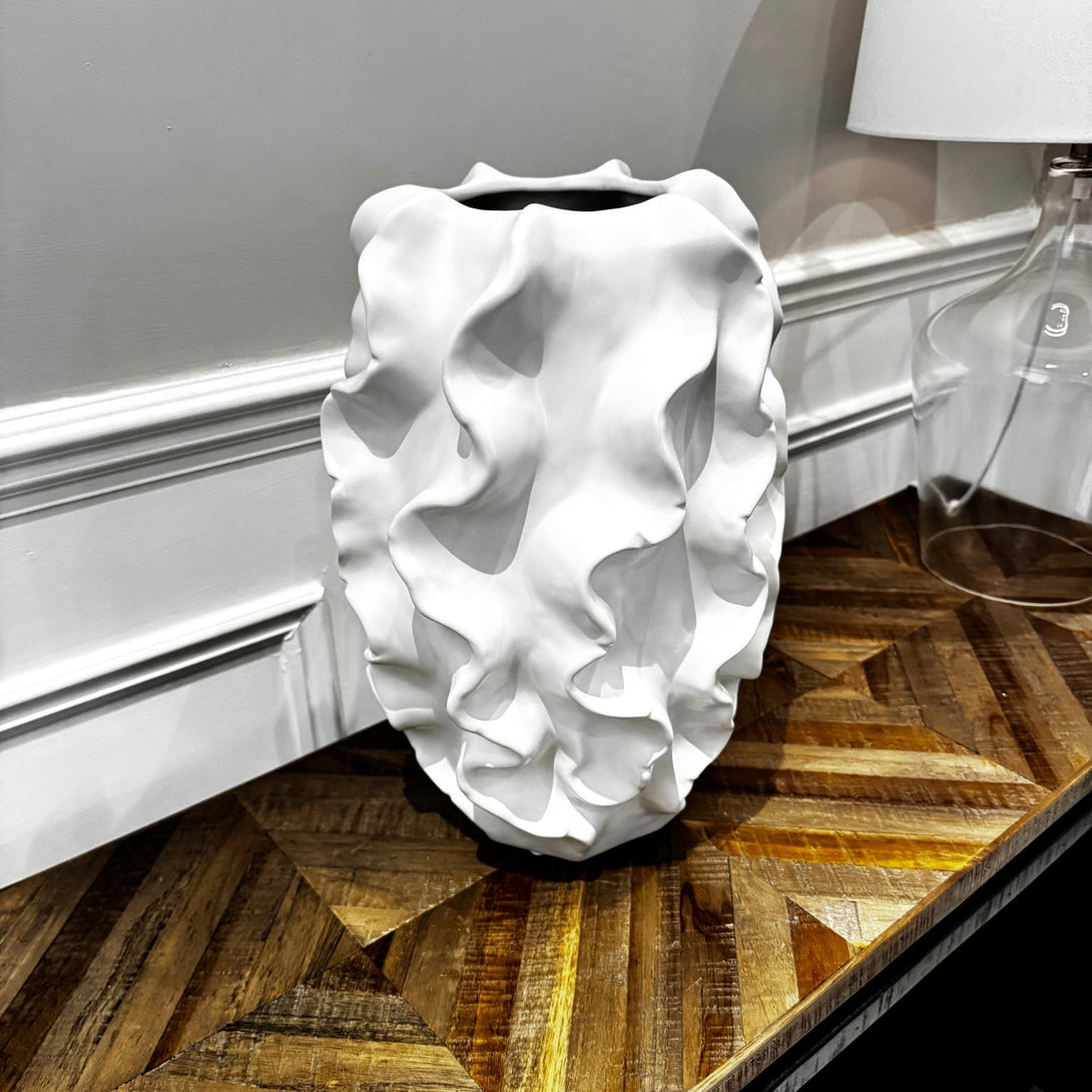 White Ceramic Wave Vase