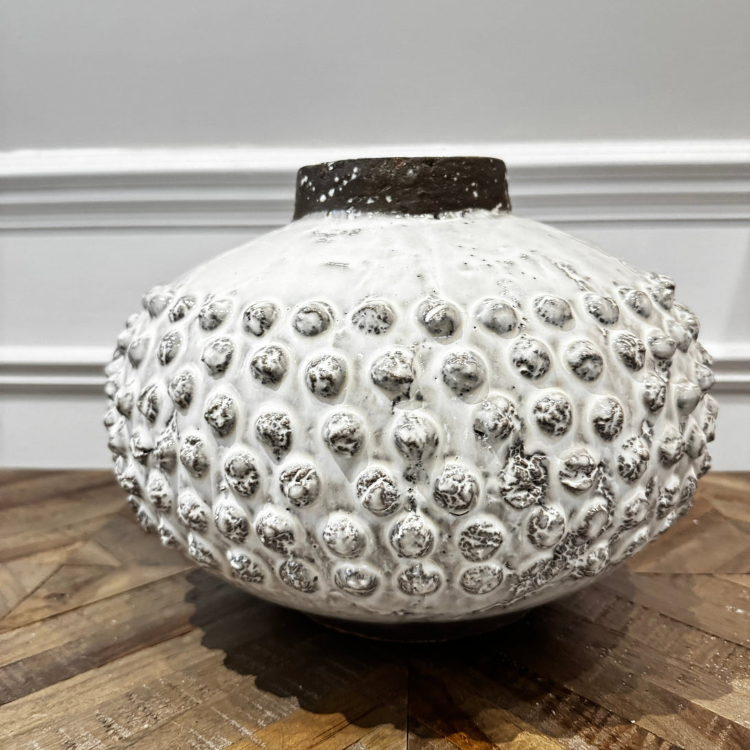 White Round Spotted Vase