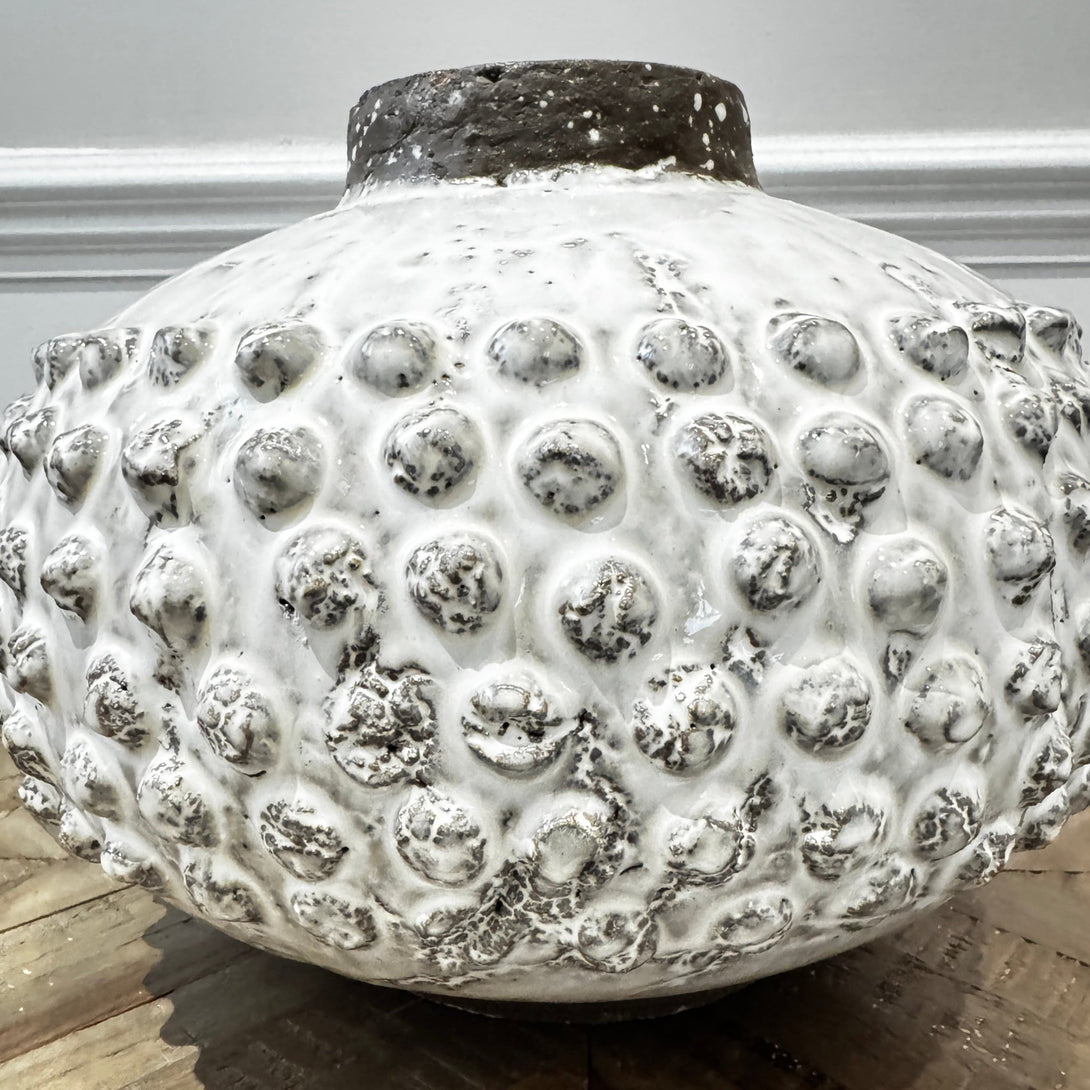 White Round Spotted Vase