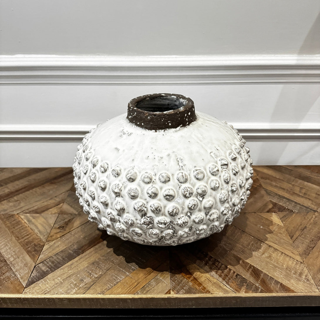 White Round Spotted Vase