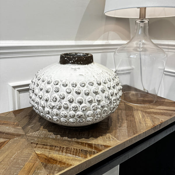 White Round Spotted Vase