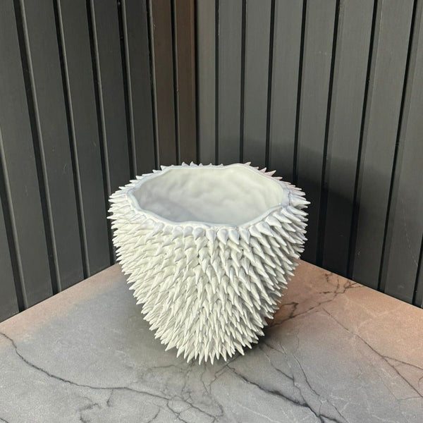 White Spike Ceramic Planter